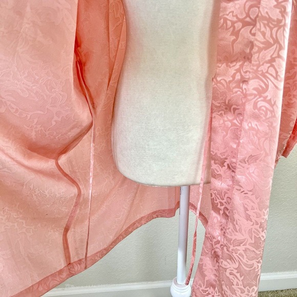 Vintage Victoria's Secret Gold Label Robe Womens OS Pink Satin Short Kimono - Picture 4 of 13